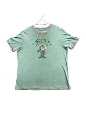 American Eagle O'Blurry's Graphic Ringer Green T-Shirt St Patricks Day Sz Large
